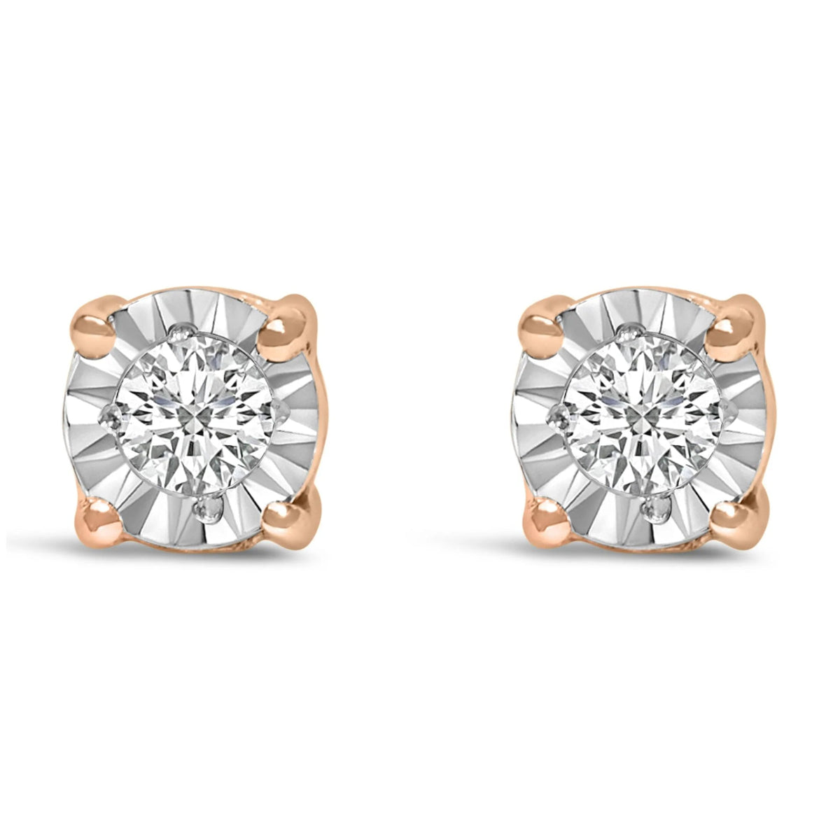 .925 Sterling Silver 1/10 Cttw Round Brilliant - Cut Lab Grown Diamond Miracle - Set Stud Earrings (F - G Color, VS1 - VS2 Clarity) - LinkagejewelrydesignLinkagejewelrydesign