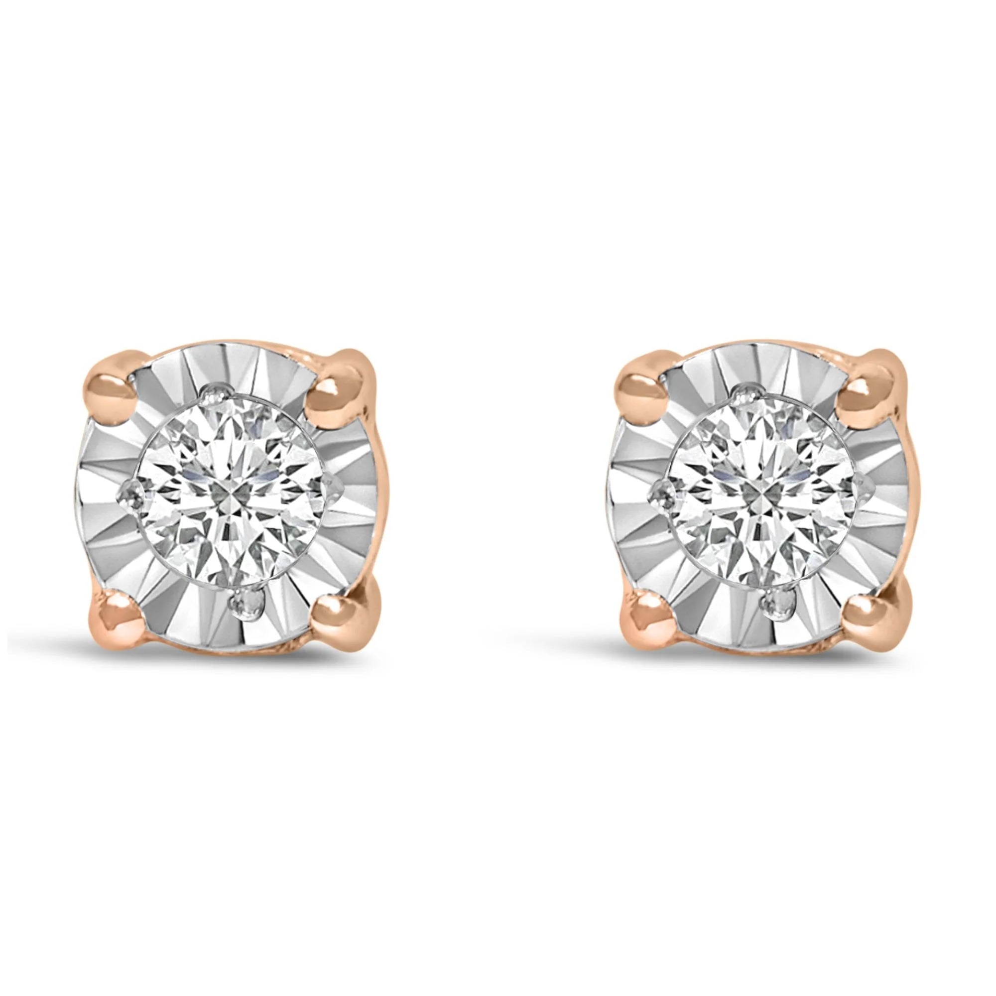 .925 Sterling Silver 1/10 Cttw Round Brilliant - Cut Lab Grown Diamond Miracle - Set Stud Earrings (F - G Color, VS1 - VS2 Clarity) - LinkagejewelrydesignLinkagejewelrydesign