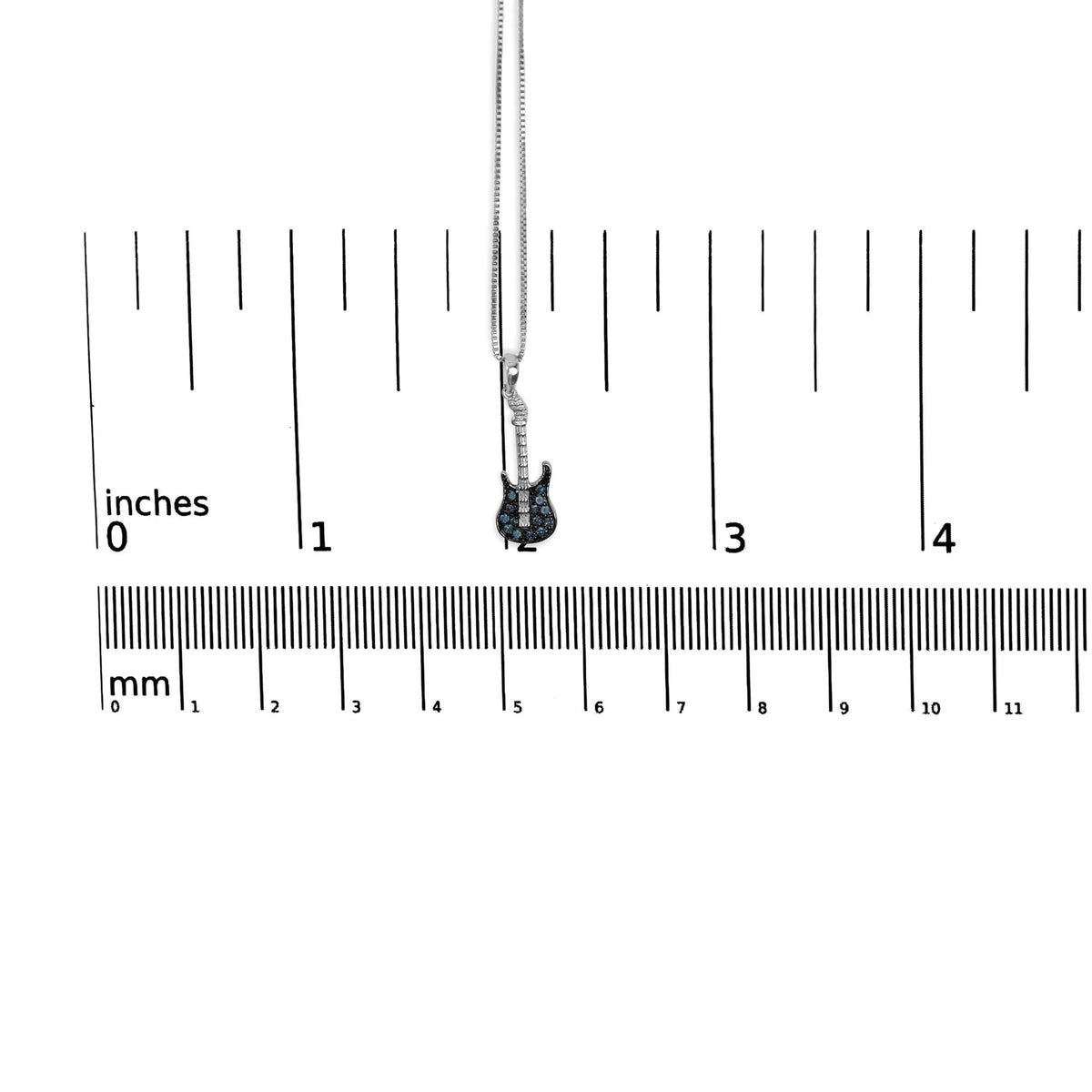 925 Sterling Silver 1/10 Cttw Treated Diamond Guitar 18&quot; Pendant Necklace (Blue Color, I2 - I3 Clarity) - LinkagejewelrydesignLinkagejewelrydesign