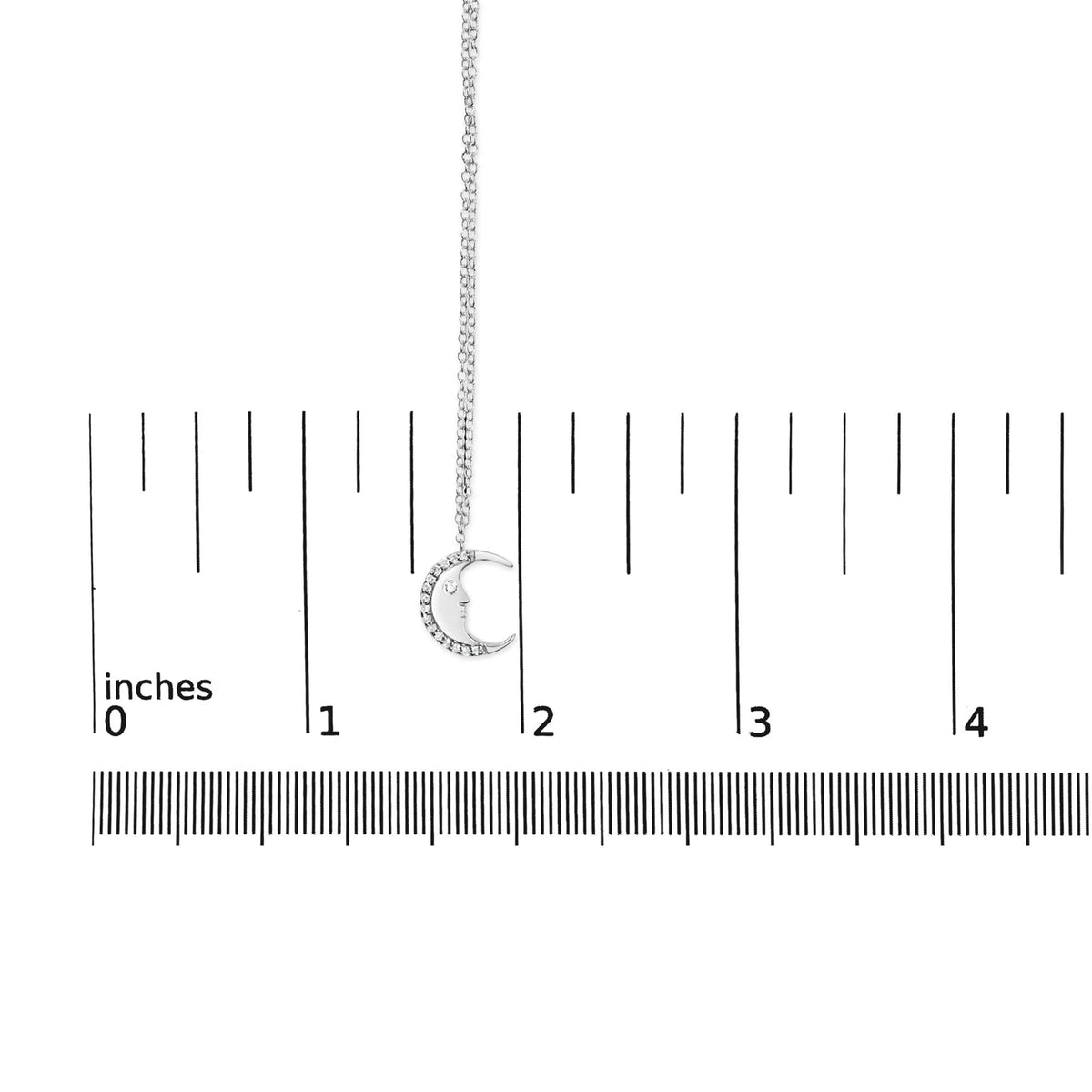 925 Sterling Silver 1/10ct Diamond Crescent Man on the Moon 18" Pendant Necklace (H - I Color, SI1 - SI2 Clarity) - LinkagejewelrydesignLinkagejewelrydesign