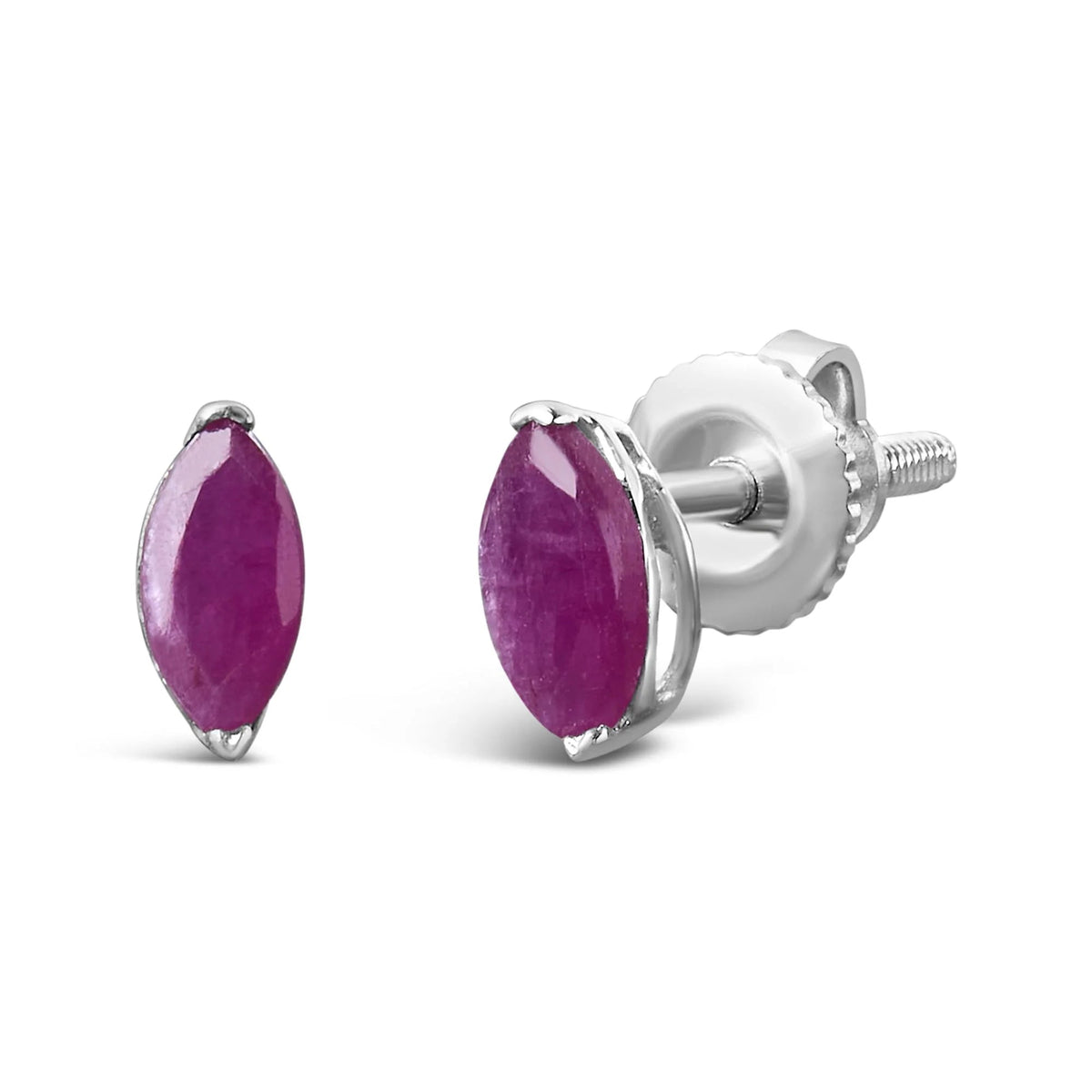 .925 Sterling Silver 1/2 Cttw Created Pink Ruby Gemstone Solitaire Stud Earrings - LinkagejewelrydesignLinkagejewelrydesign