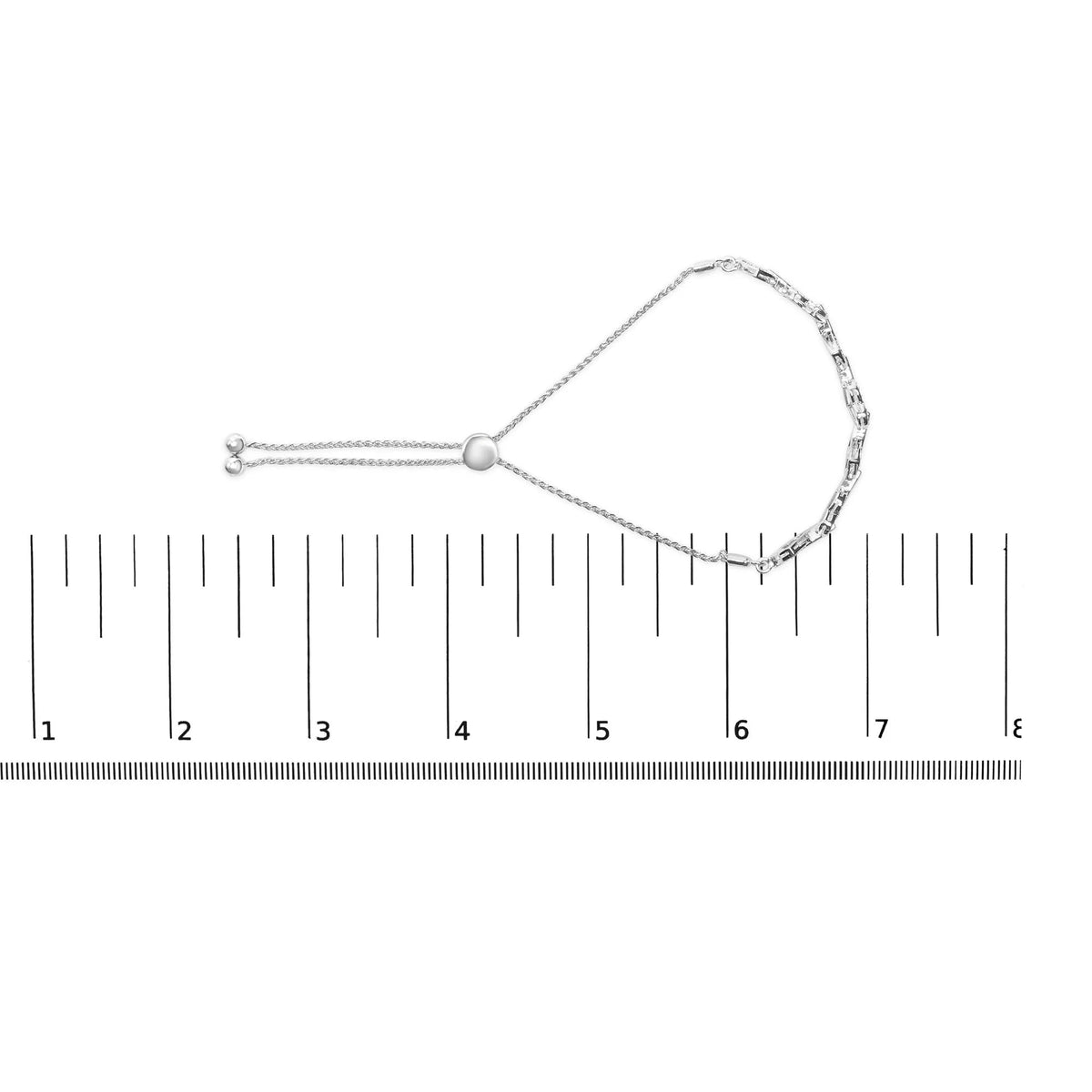 .925 Sterling Silver 1/2 Cttw Diamond Alternating Heart Link Adjustable Bolo Bracelet (I - J Color, I3 Clarity) - 4" to 10" Inches - LinkagejewelrydesignLinkagejewelrydesign