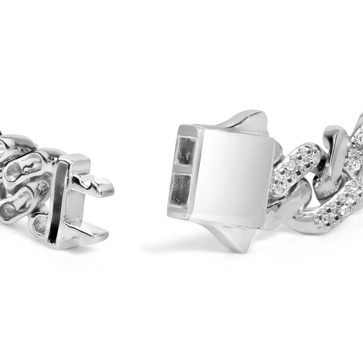 .925 Sterling Silver 1/2 Cttw Diamond Cuban Curb Chain Bracelet (I - J Color, I3 Clarity) - 8.5" Inches - LinkagejewelrydesignLinkagejewelrydesign