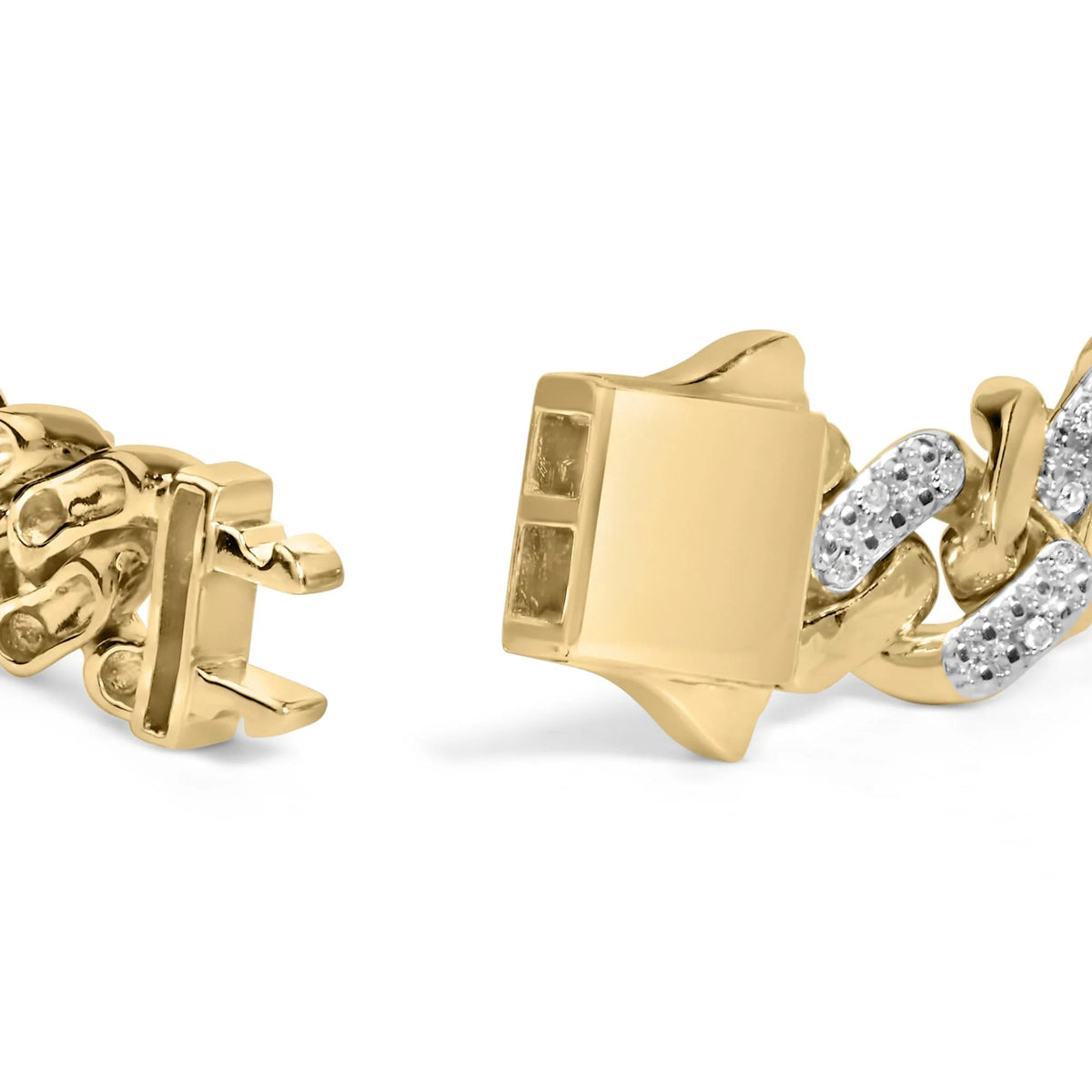 .925 Sterling Silver 1/2 Cttw Diamond Cuban Curb Chain Bracelet (I - J Color, I3 Clarity) - 8.5" Inches - LinkagejewelrydesignLinkagejewelrydesign