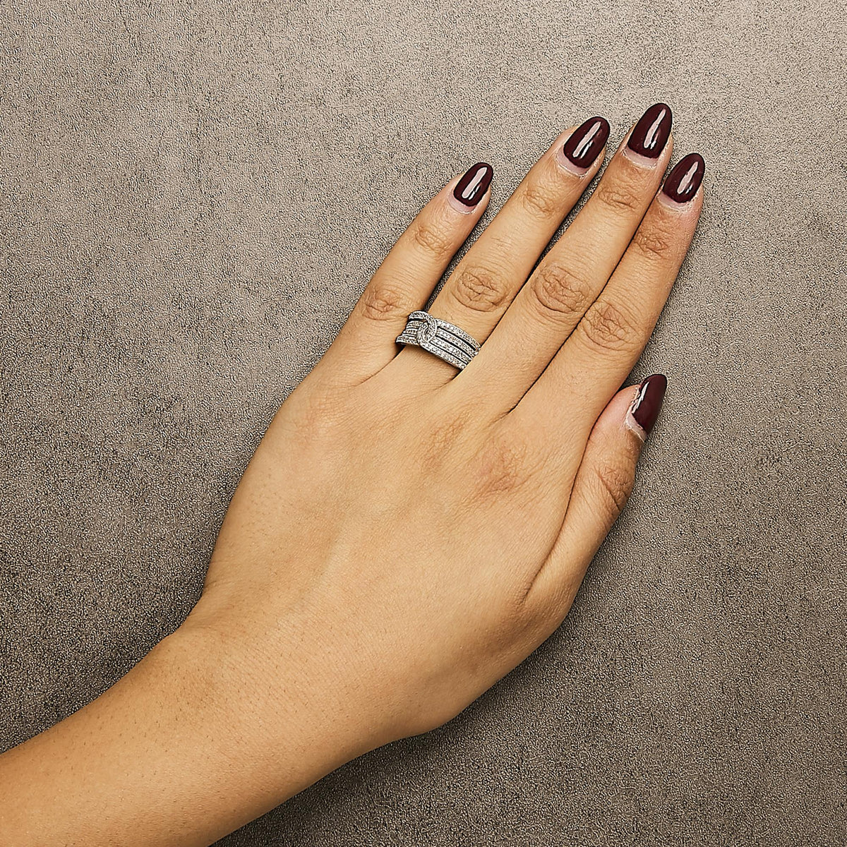 .925 Sterling Silver 1/2 Cttw Diamond Multi - Row Bypass Band Ring (I - J Color, I3 Clarity) - LinkagejewelrydesignLinkagejewelrydesign