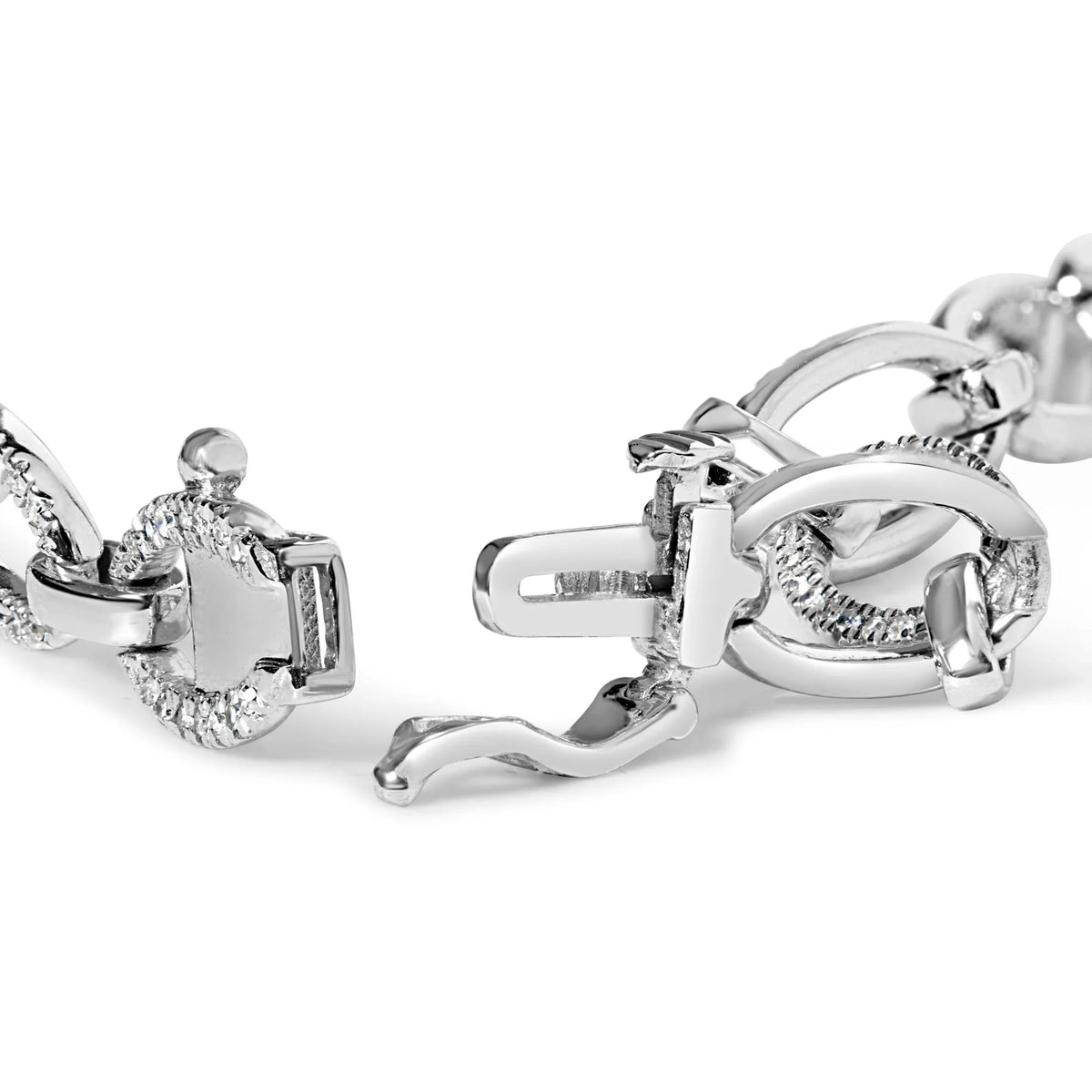 .925 Sterling Silver 1/2 Cttw Diamond Oval Link Bracelet (I - J Color, I3 Clarity) - Size 7.25 - LinkagejewelrydesignLinkagejewelrydesign
