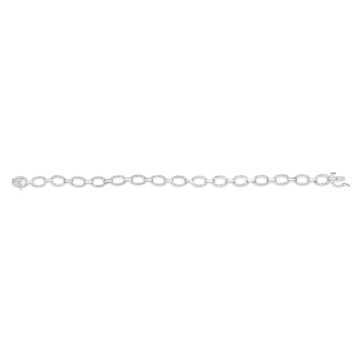 .925 Sterling Silver 1/2 Cttw Diamond Oval Link Bracelet (I - J Color, I3 Clarity) - Size 7.25 - LinkagejewelrydesignLinkagejewelrydesign
