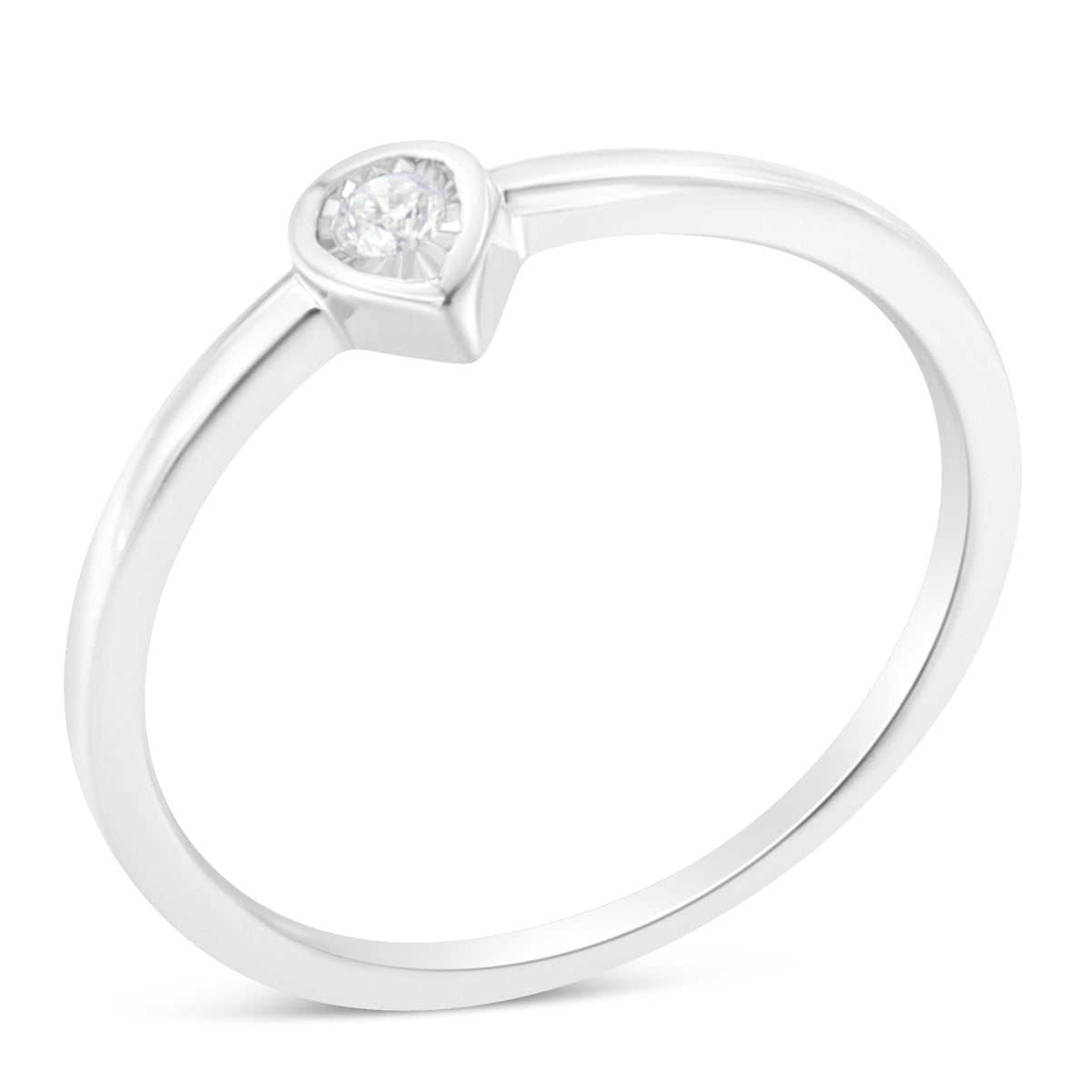 .925 Sterling Silver 1/20 Carat Diamond Teardrop Pear - Shaped Miracle Set Petite Fashion Promise Ring (J - K Color, I1 - I2 Clarity) - LinkagejewelrydesignLinkagejewelrydesign