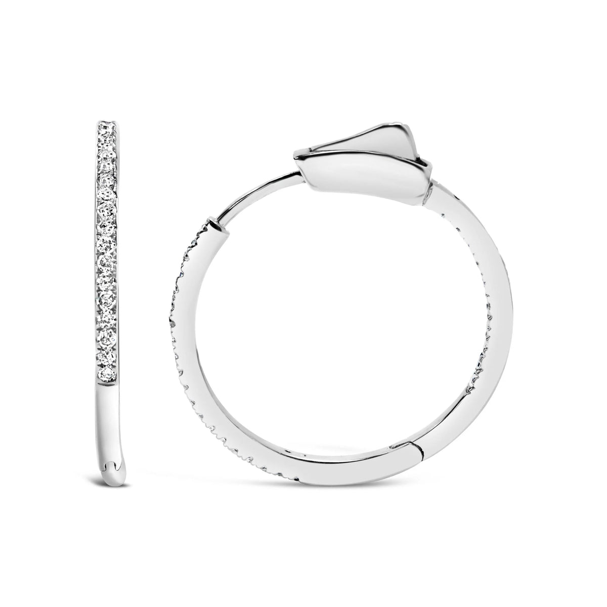 .925 Sterling Silver 1/3 Cttw Inside Out Diamond 1MM Wide Hoop Earrings (H - I Color, I2 - I3 Clarity) - LinkagejewelrydesignLinkagejewelrydesign