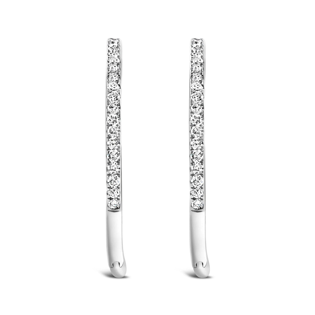 .925 Sterling Silver 1/3 Cttw Inside Out Diamond 1MM Wide Hoop Earrings (H - I Color, I2 - I3 Clarity) - LinkagejewelrydesignLinkagejewelrydesign