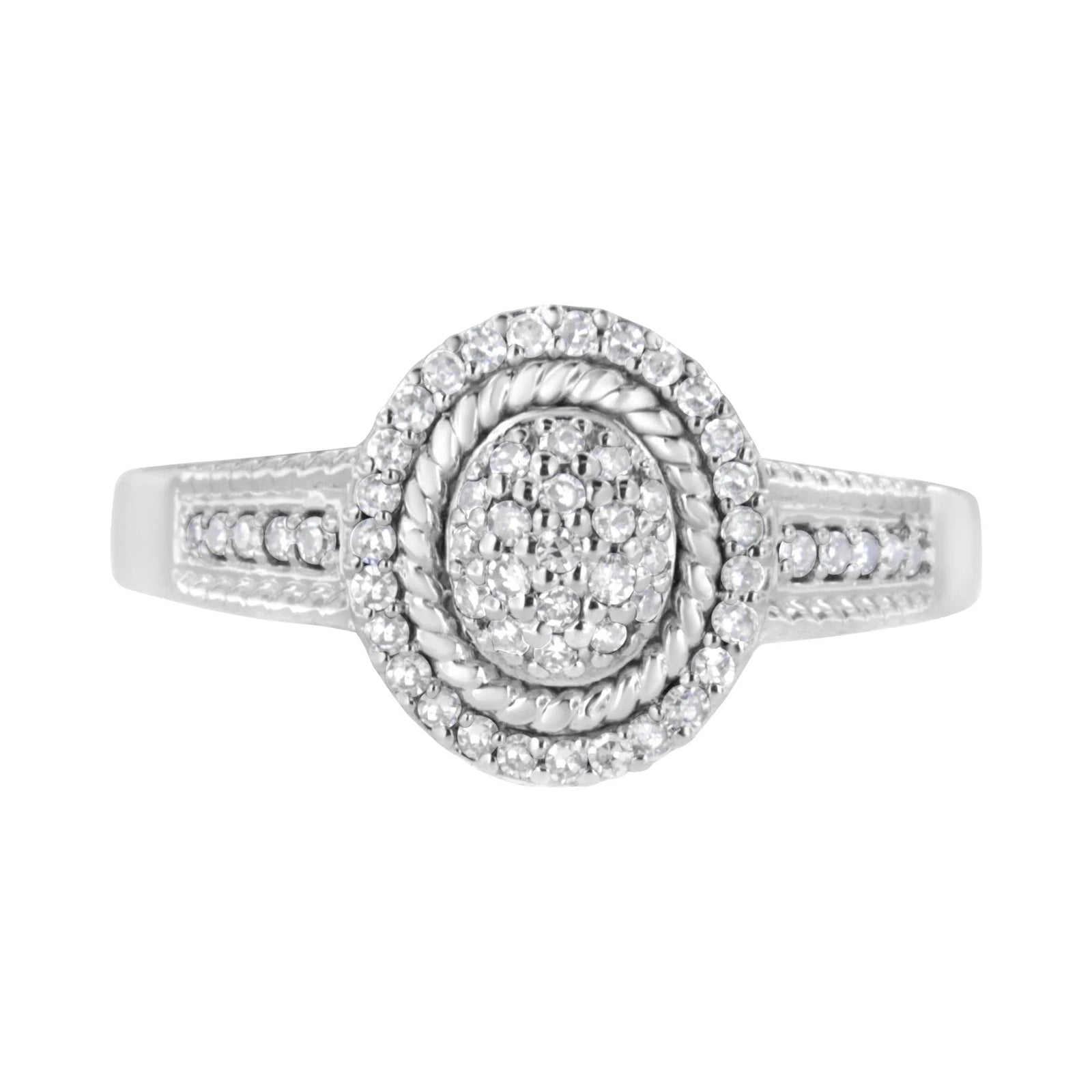.925 Sterling Silver 1/3 Cttw Pave Set Round - Cut Diamond Braided Halo Cocktail Ring (I - J Color, I2 - I3 Clarity) - LinkagejewelrydesignLinkagejewelrydesign