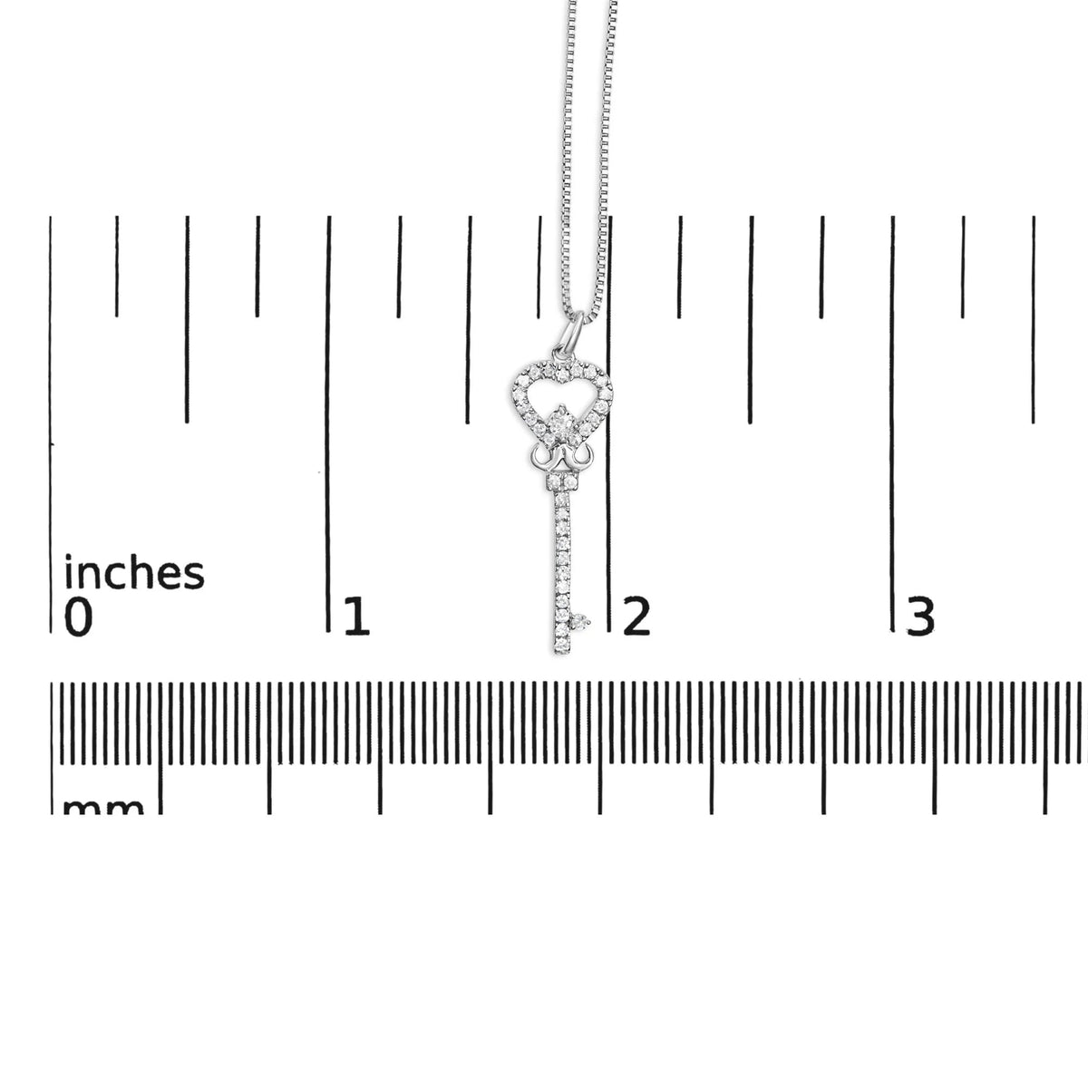 .925 Sterling Silver 1/3 Ctw Diamond Studded Key 18&quot; Pendant Necklace (H - I Color, I2 - I3 Clarity) - LinkagejewelrydesignLinkagejewelrydesign