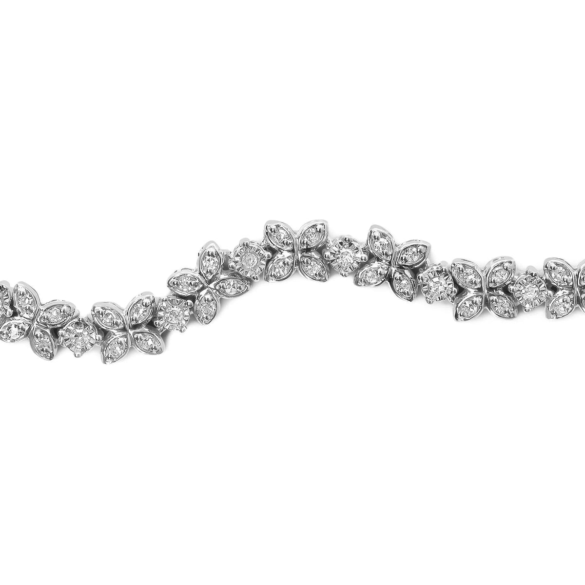 .925 Sterling Silver 1/4 Cttw Diamond Marquise Shaped Link 4" - 10" Adjustable Bolo Bracelet (I - J Color, I1 - I2 Clarity) - LinkagejewelrydesignLinkagejewelrydesign