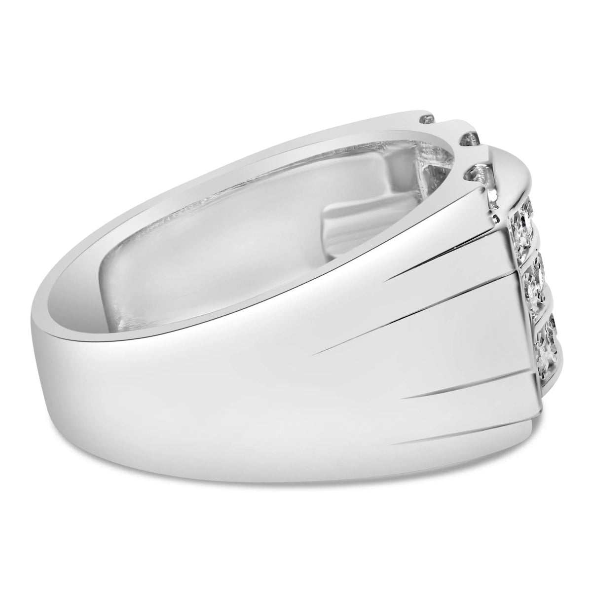 .925 Sterling Silver 1/4 Cttw Diamond Three Row Channel Band Ring (I - J Color, I3 Clarity) - Size 10 - LinkagejewelrydesignLinkagejewelrydesign
