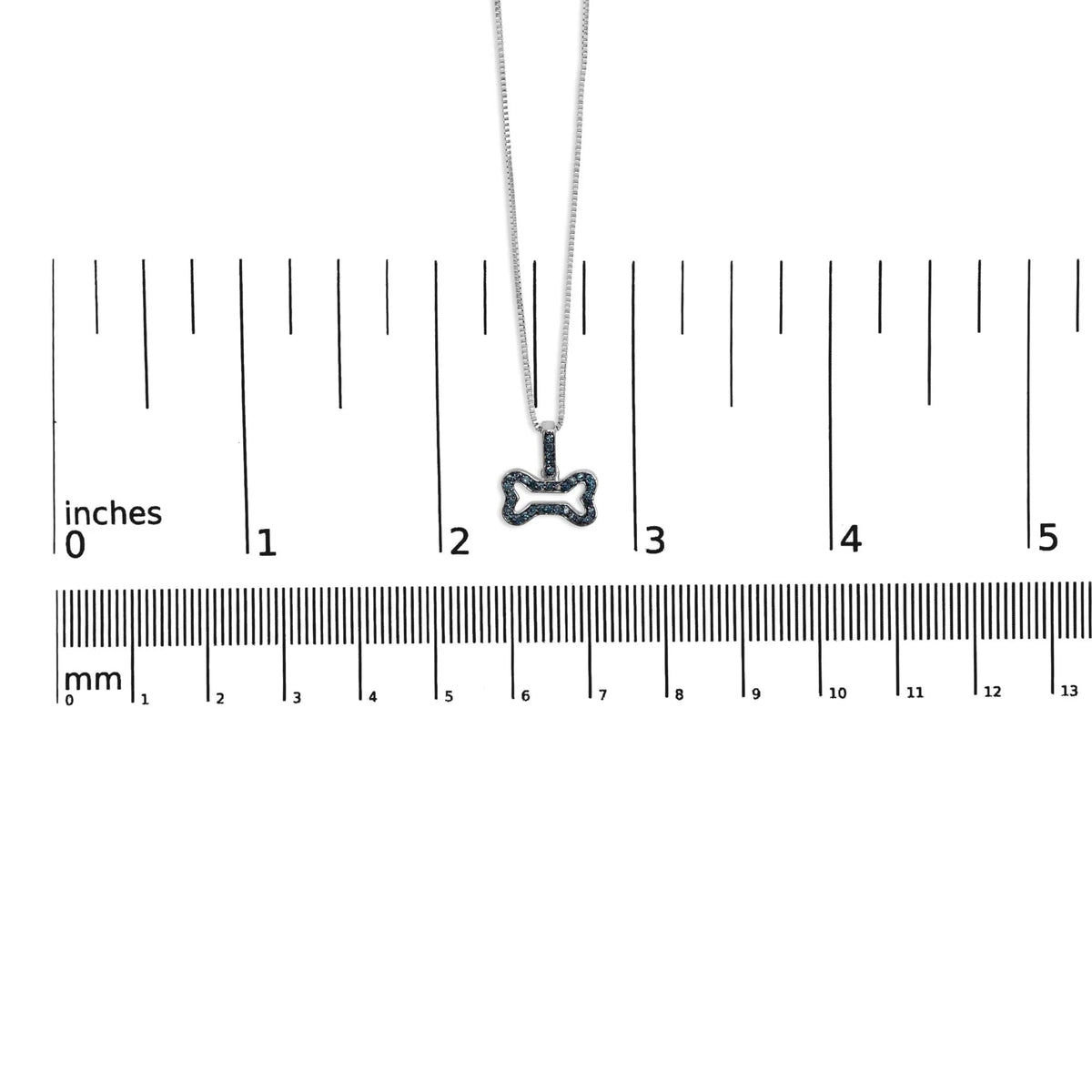 .925 Sterling Silver 1/5 Cttw Blue Diamond Dog Bone Pendant Necklace (Blue Color, I1 - I2 Clarity) - 18&quot; - LinkagejewelrydesignLinkagejewelrydesign