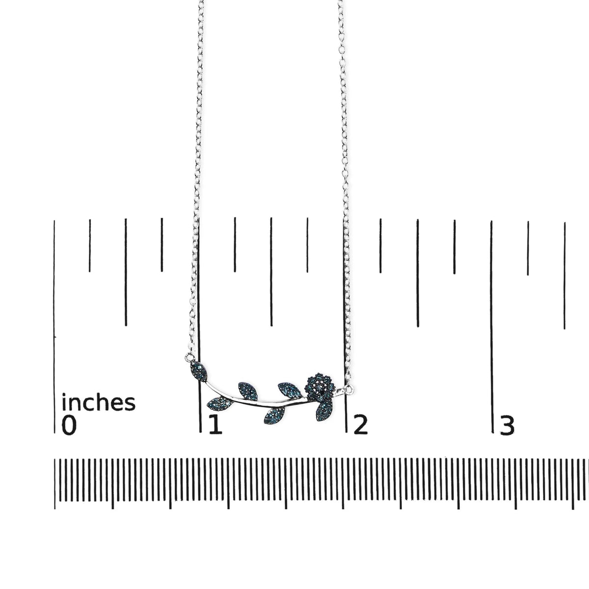 .925 Sterling Silver 1/5 Cttw Blue Diamond Leaf and Branch Pendant Necklace (H - I Color, SI1 - SI2 Clarity) - 18&quot; - LinkagejewelrydesignLinkagejewelrydesign