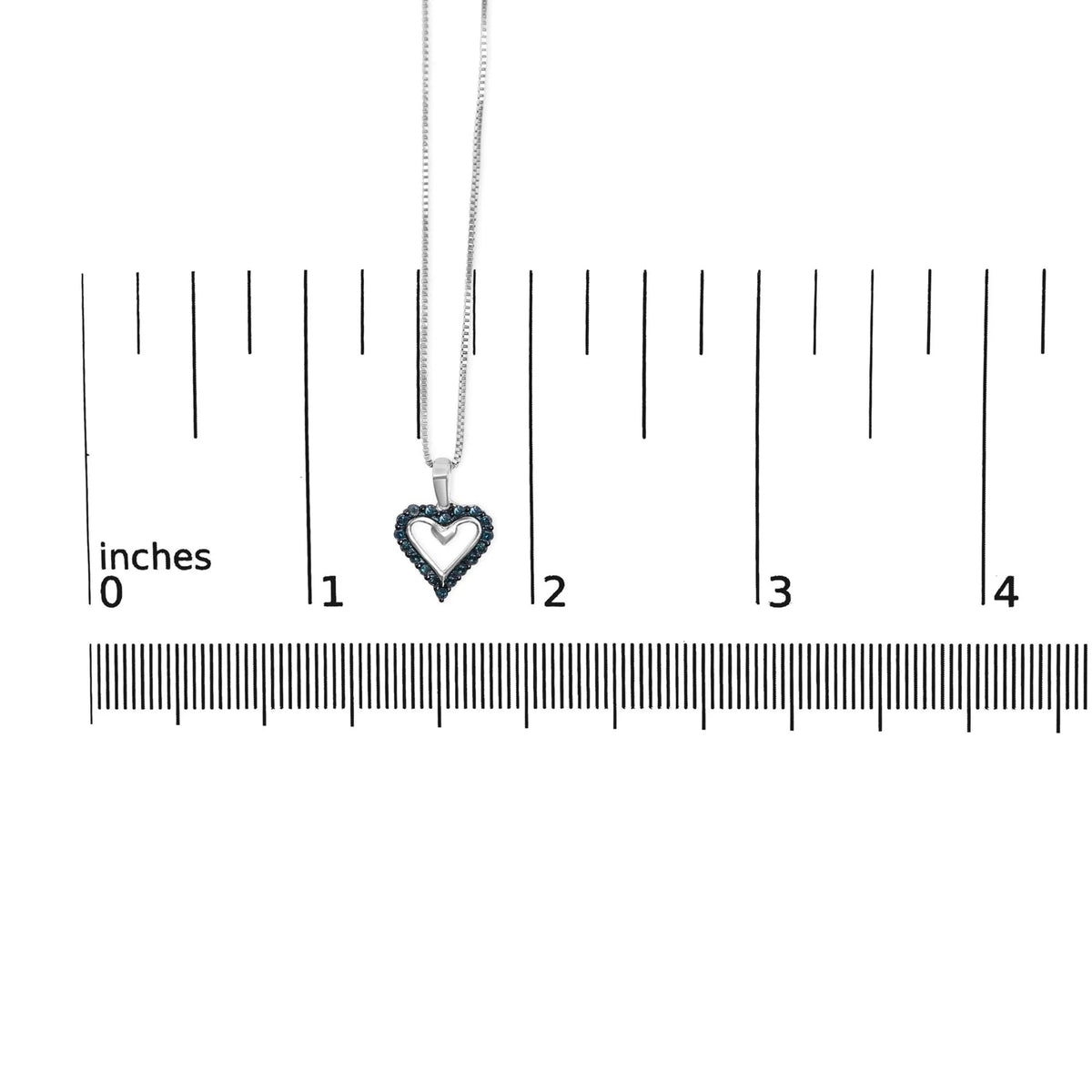.925 Sterling Silver 1/5 Cttw Blue Diamond Open Heart Pendant Necklace (I - J Color, I2 - I3 Clarity) - 18&quot; Inches - LinkagejewelrydesignLinkagejewelrydesign