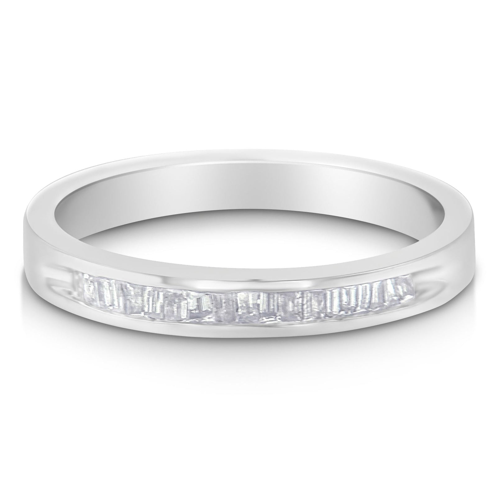 .925 Sterling Silver 1/5 Cttw Diamond Channel - Set Stackable Band Ring (H - I Color, I1 - I2 Clarity) - LinkagejewelrydesignLinkagejewelrydesign