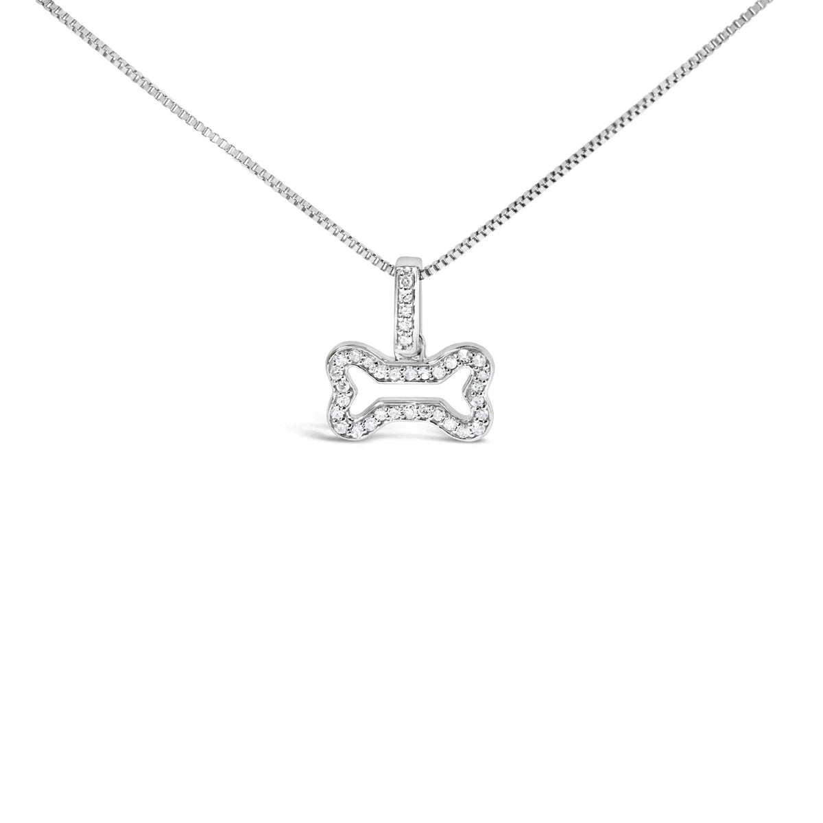 .925 Sterling Silver 1/5 Cttw Diamond Dog Bone Pendant Necklace (H - I Color, I1 - I2 Clarity) - 18&quot; - LinkagejewelrydesignLinkagejewelrydesign