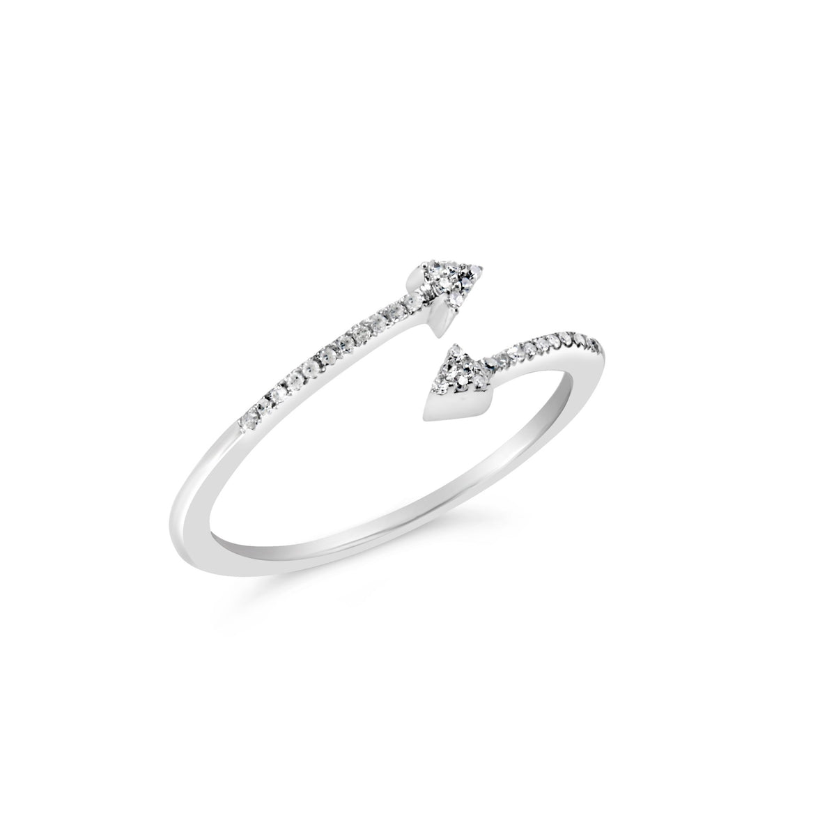 .925 Sterling Silver 1/5 Cttw Diamond Double Arrowhead Open Ring (I - J Color, I2 - I3 Clarity) - Ring Size 6 - LinkagejewelrydesignLinkagejewelrydesign