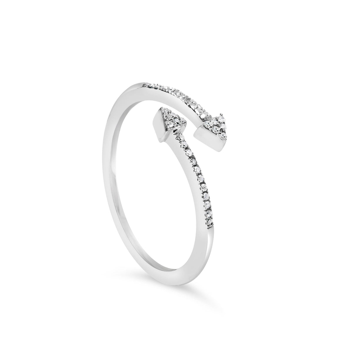 .925 Sterling Silver 1/5 Cttw Diamond Double Arrowhead Open Ring (I - J Color, I2 - I3 Clarity) - Ring Size 6 - LinkagejewelrydesignLinkagejewelrydesign