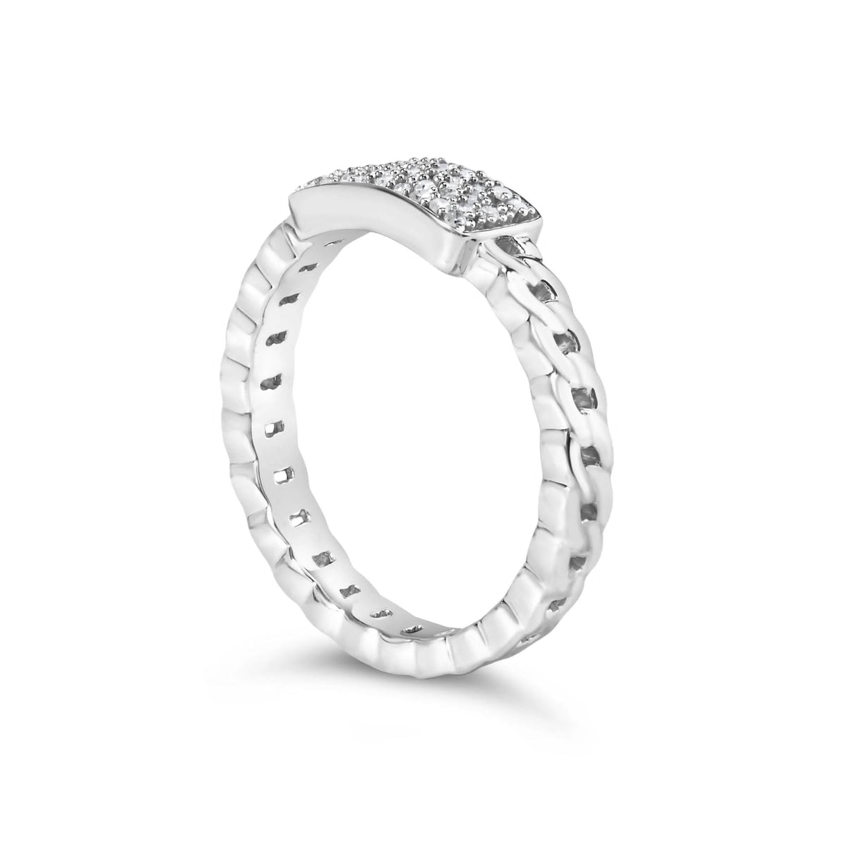 .925 Sterling Silver 1/5 Cttw Diamond ID and Cuban Link Band Ring (I - J Color, I2 - I3 Clarity) - LinkagejewelrydesignLinkagejewelrydesign