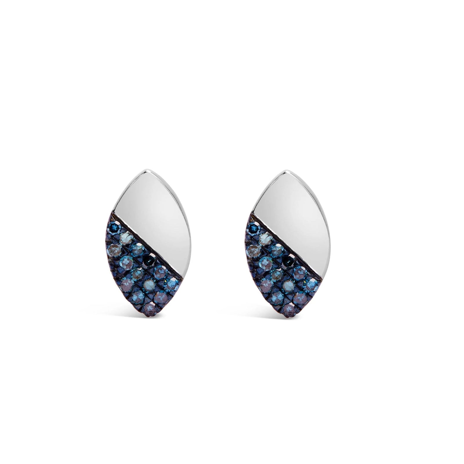 925 Sterling Silver 1/6 Cttw Blue Diamond and Mirror Polish Pear Shape Stud Earrings (Treated Blue Color, I2 - I3 Clarity) - LinkagejewelrydesignLinkagejewelrydesign