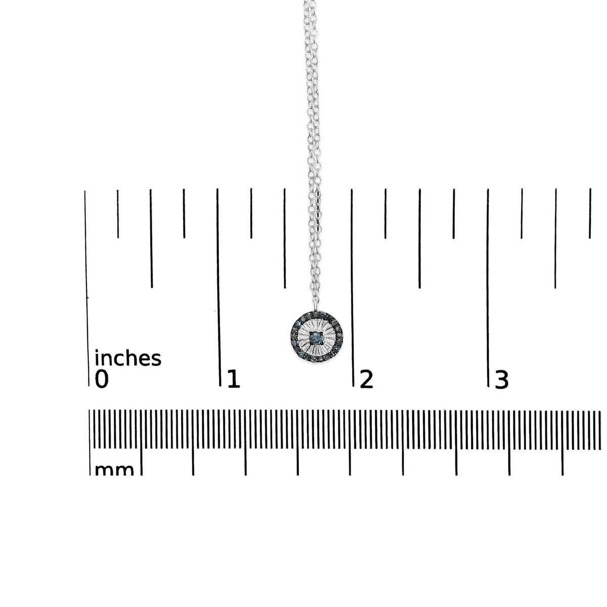 .925 Sterling Silver 1/6 Cttw Blue Diamond Wheel and Spoke Pendant Necklace (Blue Color, I2 - I3 Clarity) - 18&quot; - LinkagejewelrydesignLinkagejewelrydesign