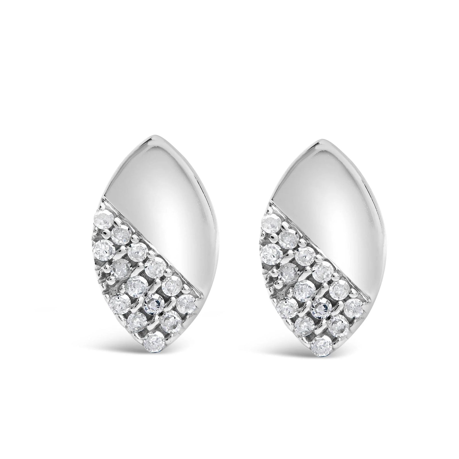 925 Sterling Silver 1/6 Cttw Diamond and Mirror Polish Pear Shape Stud Earrings (I - J Color, I2 - I3 Clarity) - LinkagejewelrydesignLinkagejewelrydesign
