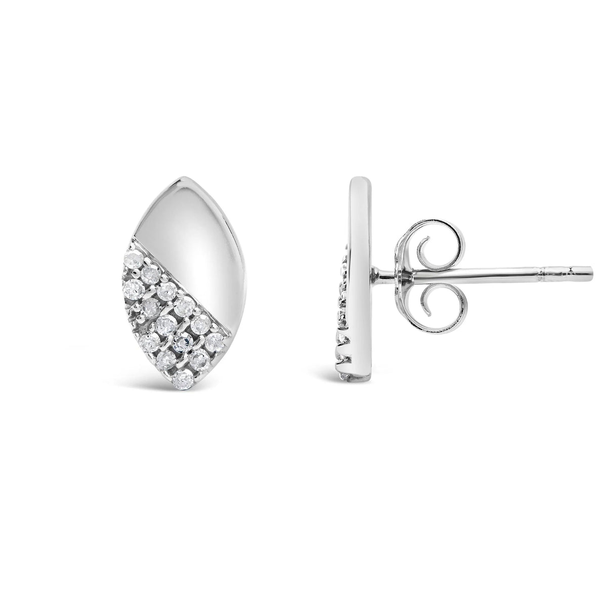 925 Sterling Silver 1/6 Cttw Diamond and Mirror Polish Pear Shape Stud Earrings (I - J Color, I2 - I3 Clarity) - LinkagejewelrydesignLinkagejewelrydesign