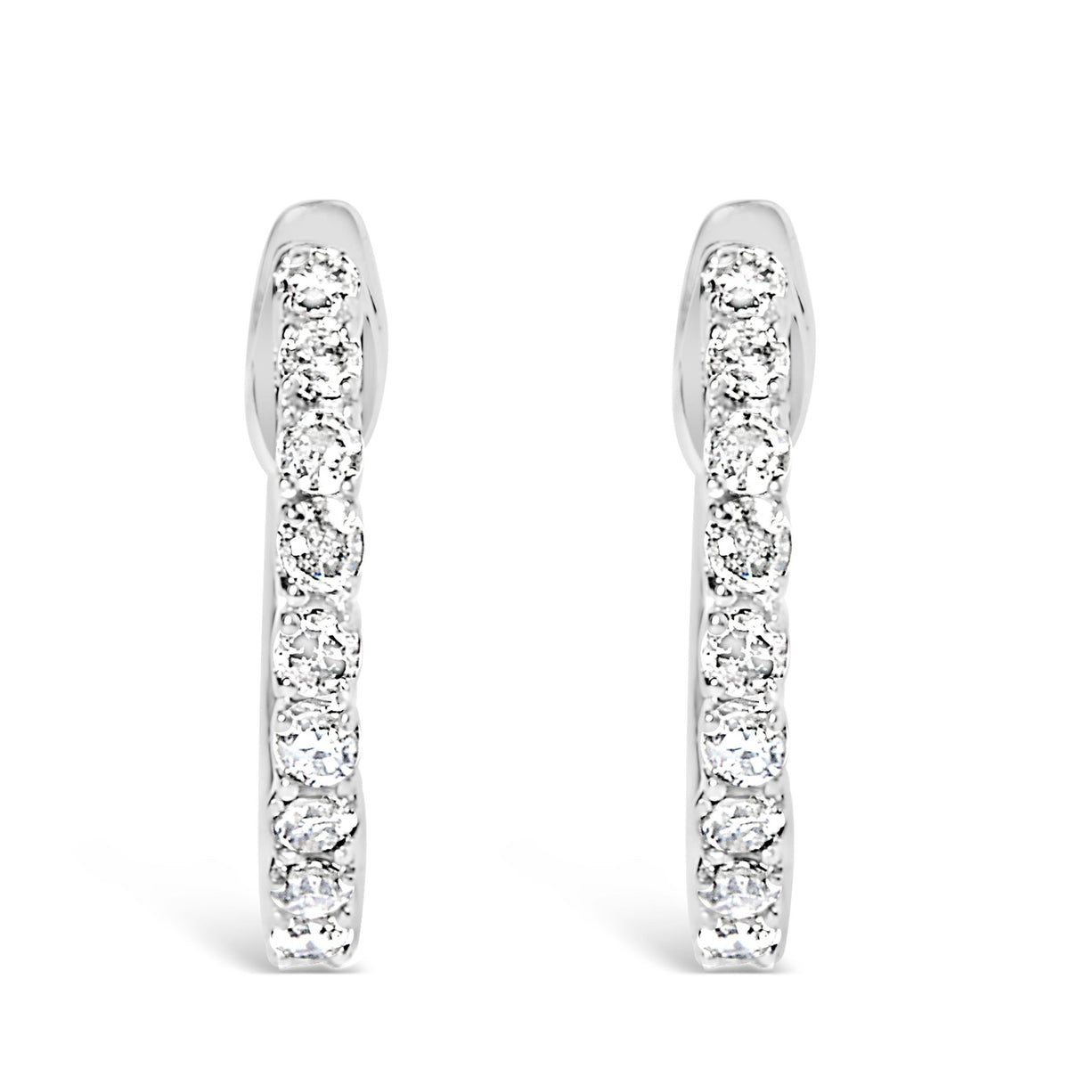 .925 Sterling Silver 1/6 Cttw Diamond Petite Hoop Earrings (I - J Color, I2 - I3 Clarity) - LinkagejewelrydesignLinkagejewelrydesign