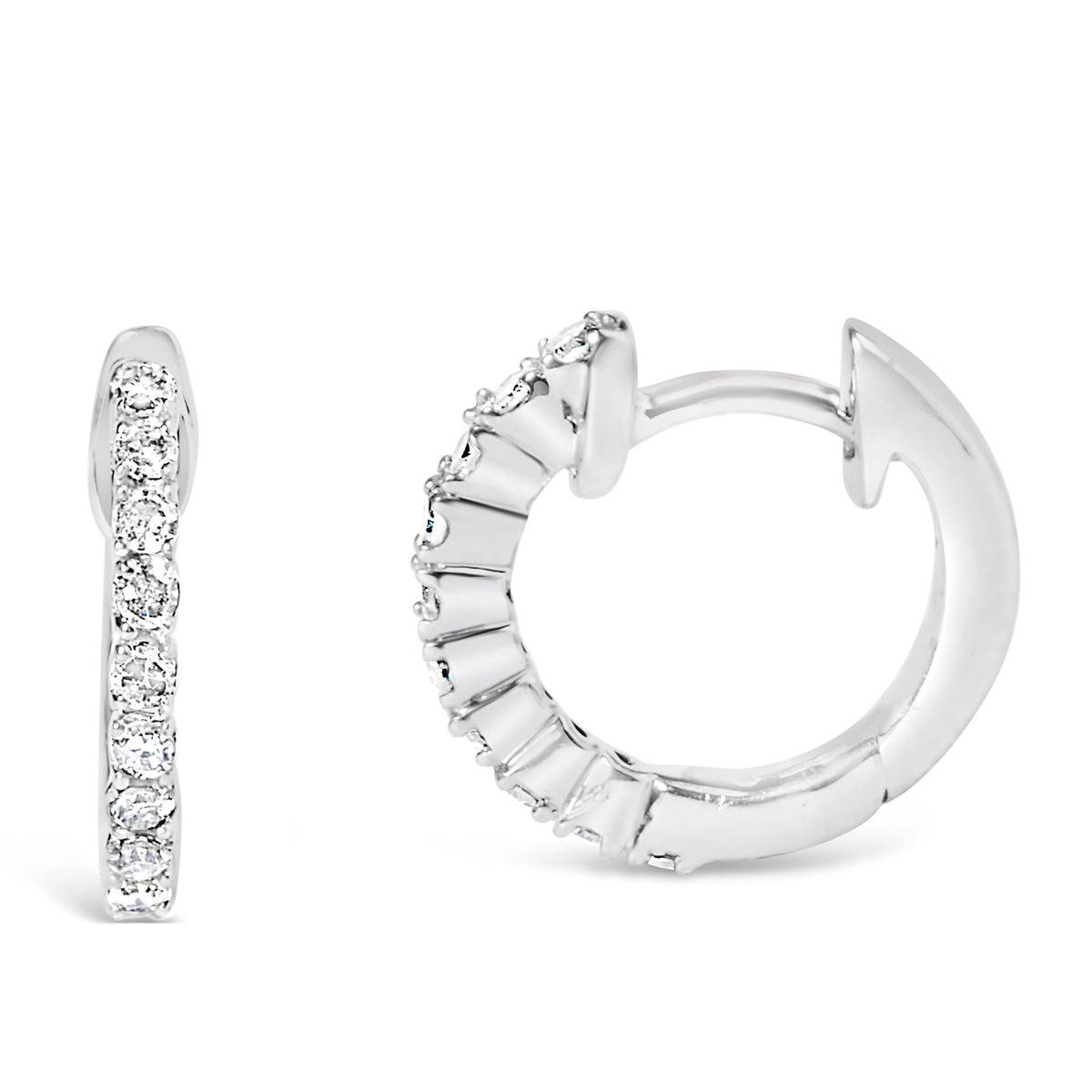 .925 Sterling Silver 1/6 Cttw Diamond Petite Hoop Earrings (I - J Color, I2 - I3 Clarity) - LinkagejewelrydesignLinkagejewelrydesign
