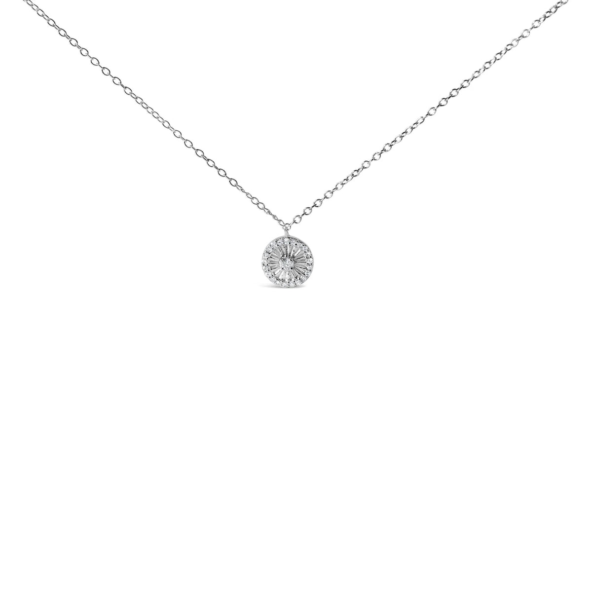 .925 Sterling Silver 1/6 Cttw Diamond Wheel and Spoke Pendant Necklace (H - I Color, I2 - I3 Clarity) - 18&quot; - LinkagejewelrydesignLinkagejewelrydesign
