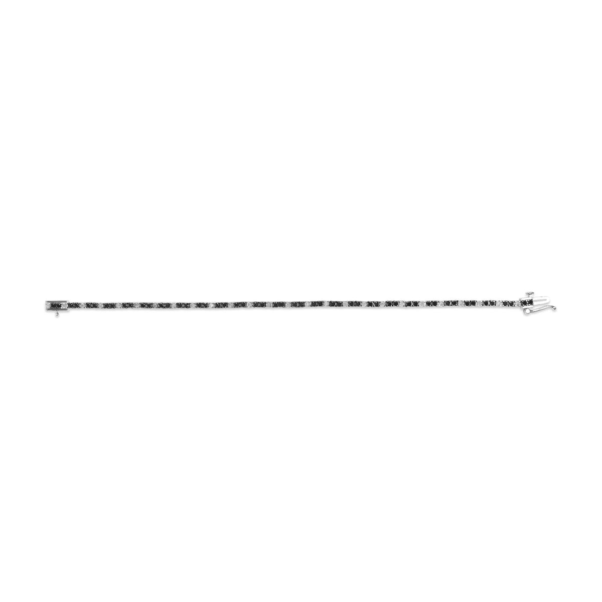.925 Sterling Silver 2.0 Cttw Black and White Diamond Tennis Bracelet (I - J Color, I2 - I3 Clarity) - 7&quot; Inches - LinkagejewelrydesignLinkagejewelrydesign