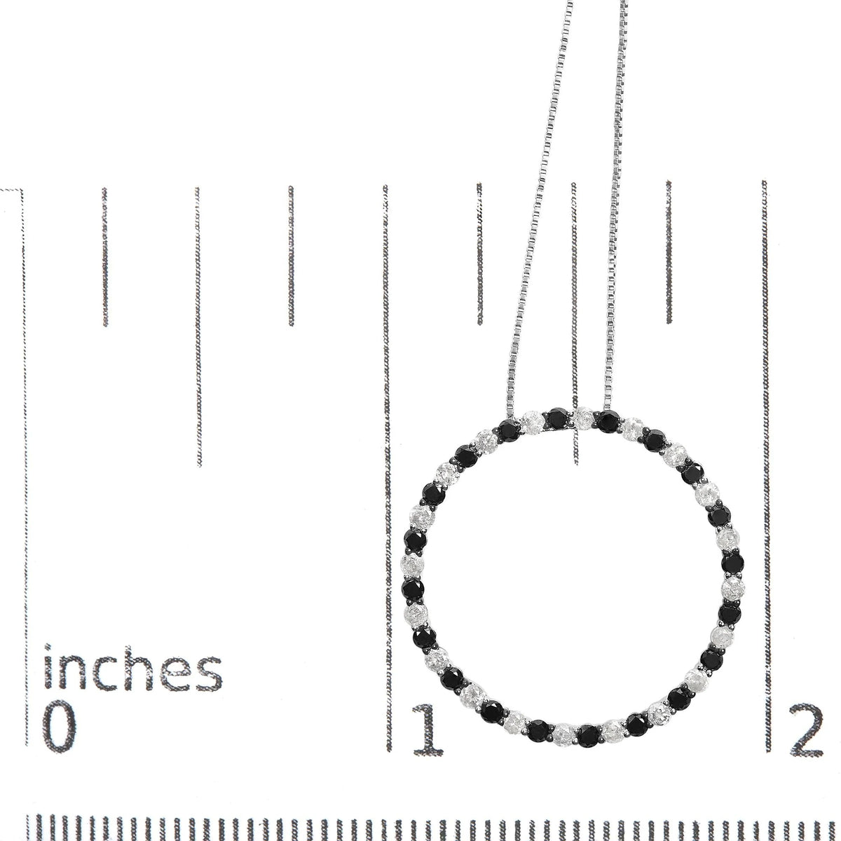 .925 Sterling Silver 2.0 Cttw Round - Cut Natural Treated Black and White Diamond Pendant Necklace - 18&quot; - LinkagejewelrydesignLinkagejewelrydesign