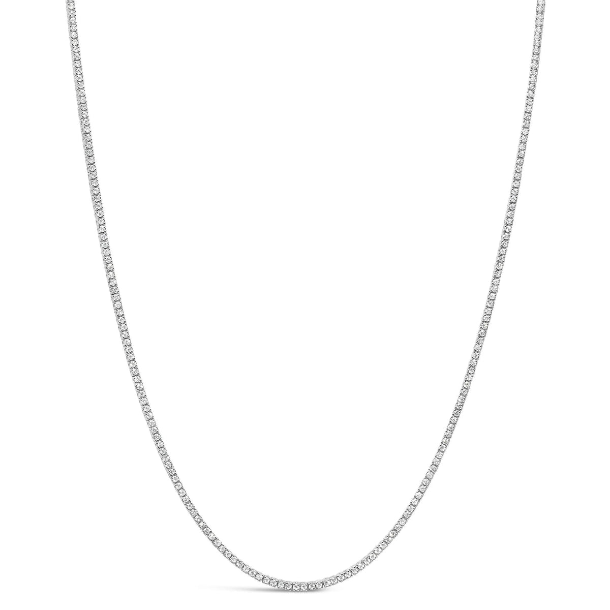 .925 Sterling Silver 3.0 Cttw Lab - Grown Diamond Tennis Necklace (F - G Color, VS2 - SI1 Clarity) - 18" Inches - LinkagejewelrydesignLinkagejewelrydesign