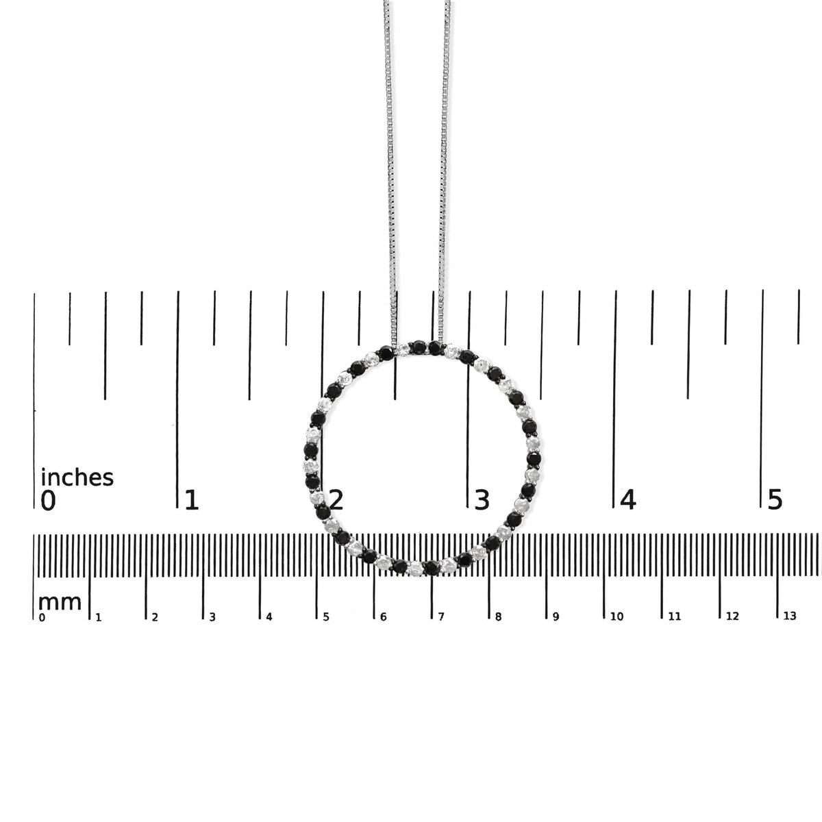 .925 Sterling Silver 3.0 Cttw Round - Cut Natural Treated Black and White Diamond Pendant Necklace - 18&quot; (Black, H - I Color, I3 Clarity) - LinkagejewelrydesignLinkagejewelrydesign