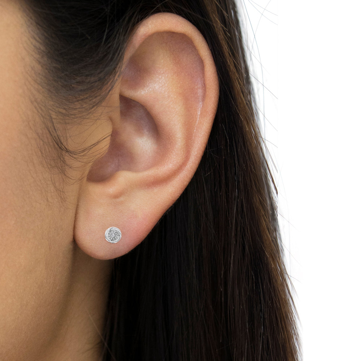 .925 Sterling Silver 3/4 Cttw Round and Baguette - Cut Diamond Love Knot Stud Earring (I - J Color, I2 - I3 Clarity) - LinkagejewelrydesignLinkagejewelrydesign