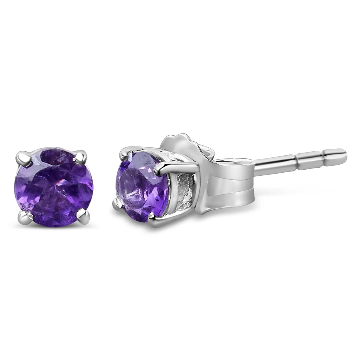 .925 Sterling Silver 3.5 MM Created Birthstone Solitaire Stud Earrings - Choice of Gemstone - LinkagejewelrydesignLinkagejewelrydesign
