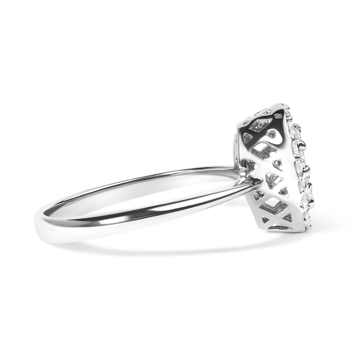 .925 Sterling Silver 3/8 Cttw Lab Grown Diamond Cluster and Halo Pear Promise Ring (G - H Color, VS2 - SI1 Clarity) - Size 7 - LinkagejewelrydesignLinkagejewelrydesign