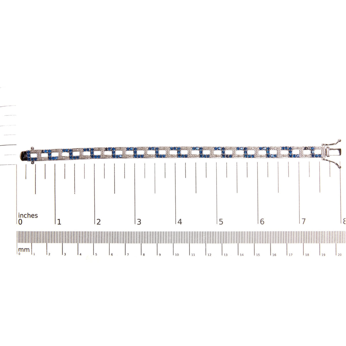 .925 Sterling Silver 4 4/5 Cttw Created Blue Sapphire and Diamond Accent Art Deco Style Open Link Tennis Bracelet (I - J Color, I3 Clarity) - 7.5 inches" - LinkagejewelrydesignLinkagejewelrydesign