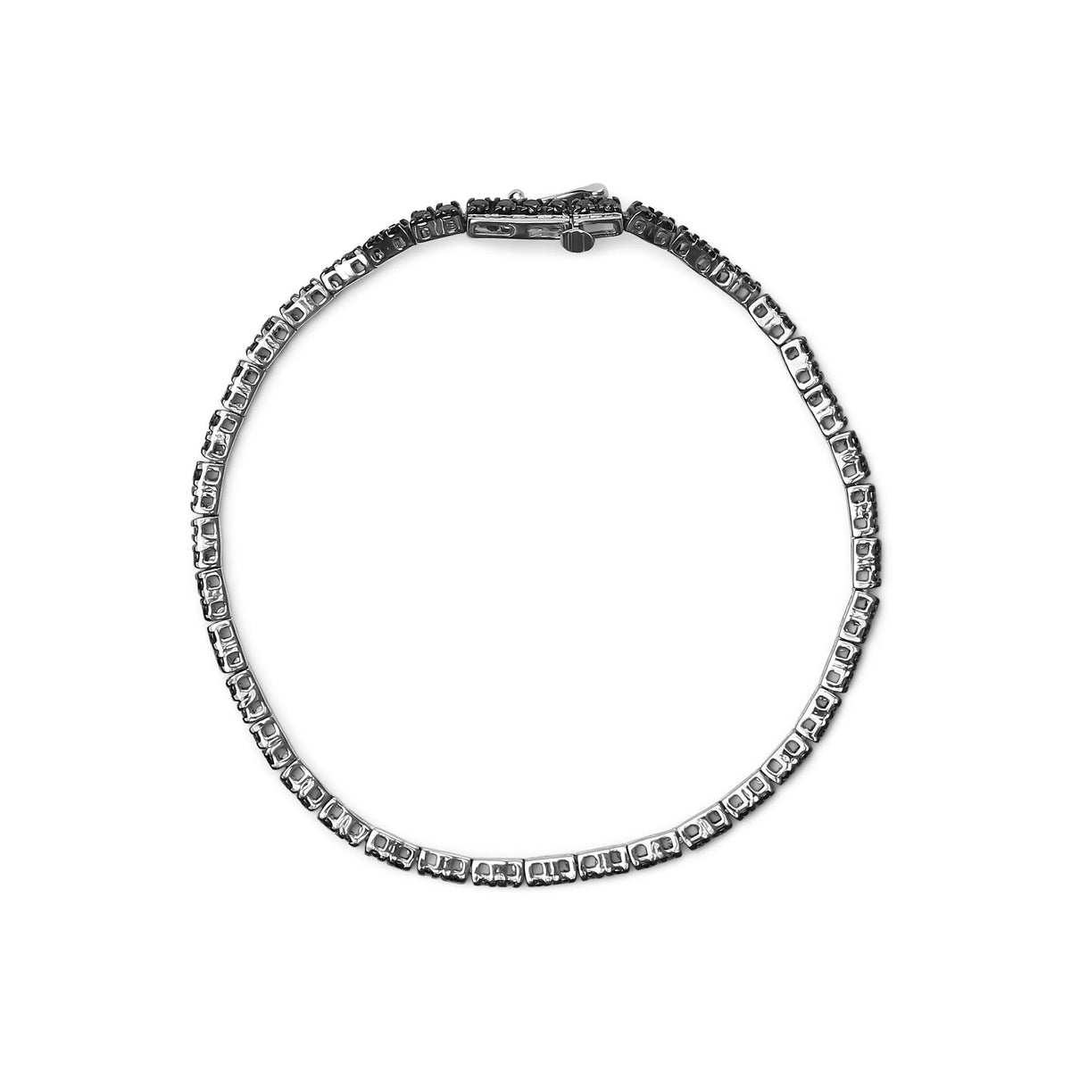 .925 Sterling Silver 4 - Prong Set Treated Black Round - Cut Diamond Classic Tennis Bracelet (Black Color, I2 - I3 Clarity) - 7.25&quot; - LinkagejewelrydesignLinkagejewelrydesign