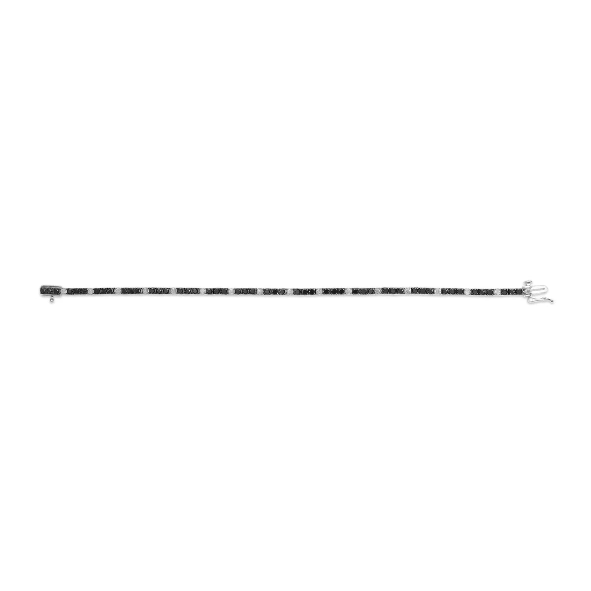 .925 Sterling Silver 4.0 Cttw with Alternating White Diamond and Black Diamond Tennis Bracelet (Black and I - J Color, I3 Clarity) - Size 7.25" Inches - LinkagejewelrydesignLinkagejewelrydesign