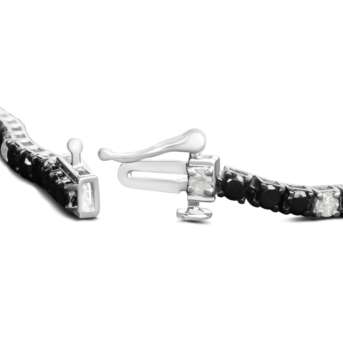 .925 Sterling Silver 4.0 Cttw with Alternating White Diamond and Black Diamond Tennis Bracelet (Black and I - J Color, I3 Clarity) - Size 7.25" Inches - LinkagejewelrydesignLinkagejewelrydesign