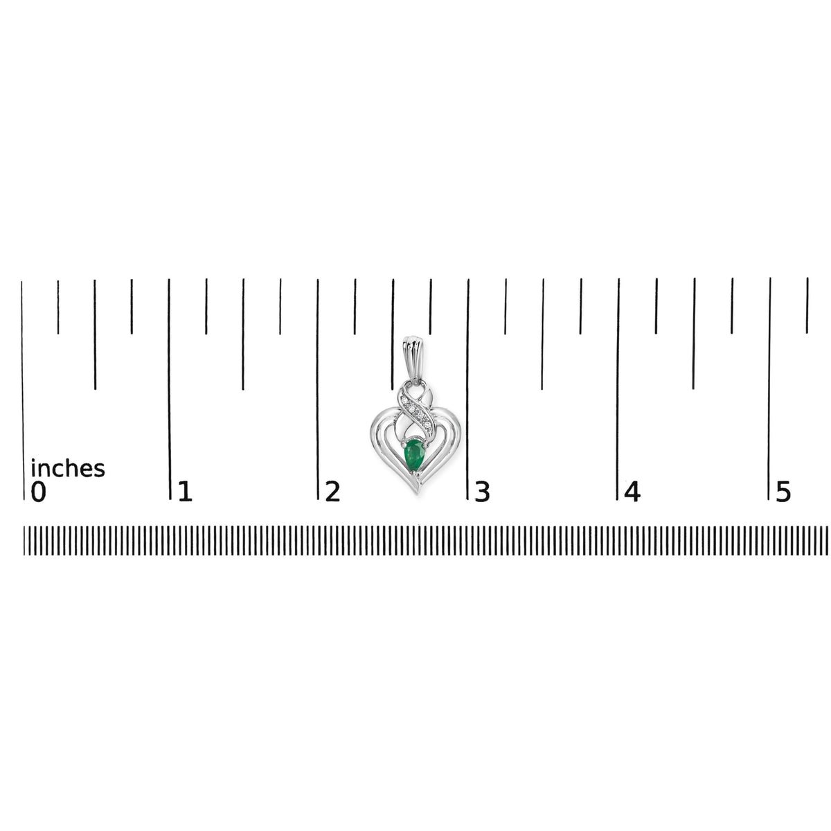 .925 Sterling Silver 5x3mm Pear Emerald Gemstone with Diamond Accent Heart Dangle Stud Earrings (H - I Color, SI1 - SI2 Clarity) - LinkagejewelrydesignLinkagejewelrydesign