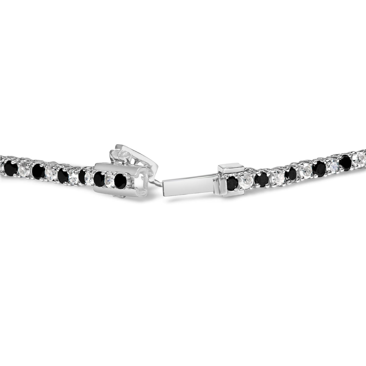 .925 Sterling Silver 7.0 Carat Alternating White and Black Diamond Tennis Necklace (Black/I - J Color, I2 - I3 Clarity) - 16 - 18&quot; Inches - LinkagejewelrydesignLinkagejewelrydesign