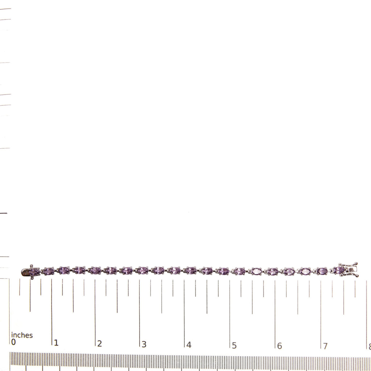 .925 Sterling Silver 8 1/2 Cttw Oval Shaped Purple Amethyst Link Bracelet - 7" Inches - LinkagejewelrydesignLinkagejewelrydesign