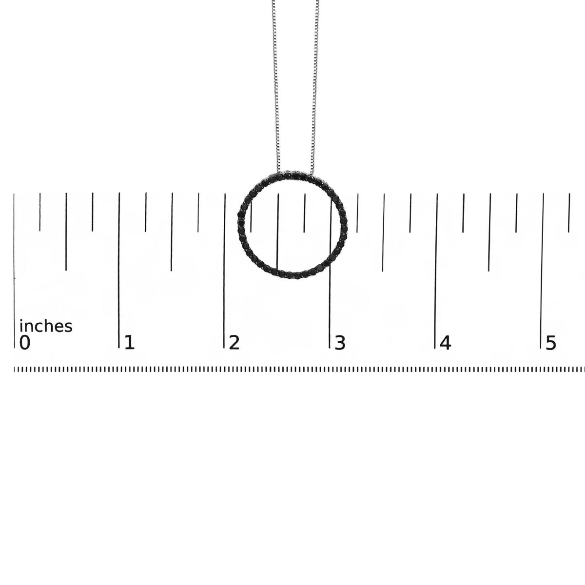 .925 Sterling Silver Black Diamond Open Hoop Circle 18" Pendant Necklace (Black Color, I2 - I3 Clarity) - LinkagejewelrydesignLinkagejewelrydesign