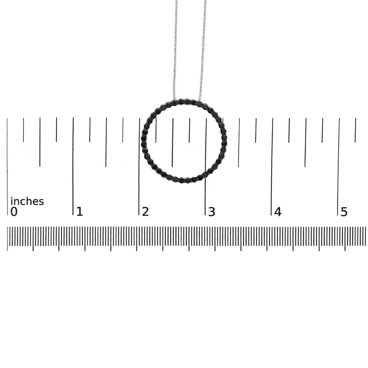 .925 Sterling Silver Black Diamond Open Hoop Circle 18" Pendant Necklace (Black Color, I2 - I3 Clarity) - LinkagejewelrydesignLinkagejewelrydesign