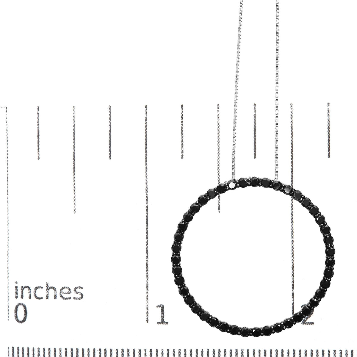 .925 Sterling Silver Black Diamond Open Hoop Circle 18" Pendant Necklace (Black Color, I2 - I3 Clarity) - LinkagejewelrydesignLinkagejewelrydesign